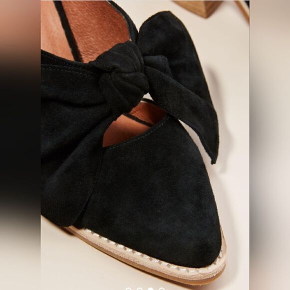 Jeffrey Campbell Cyrus Bow Black Suede Slip On Mule Heel Anthropologie | 7.5 - Picture 6 of 14